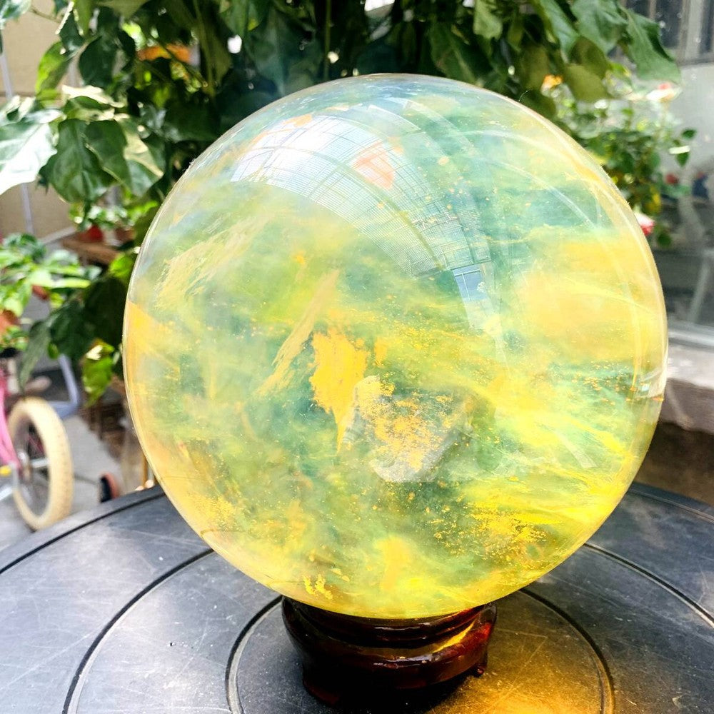 11.87LB Yellow melting stone quartz crystal sphere crystal ball magic reiki heal