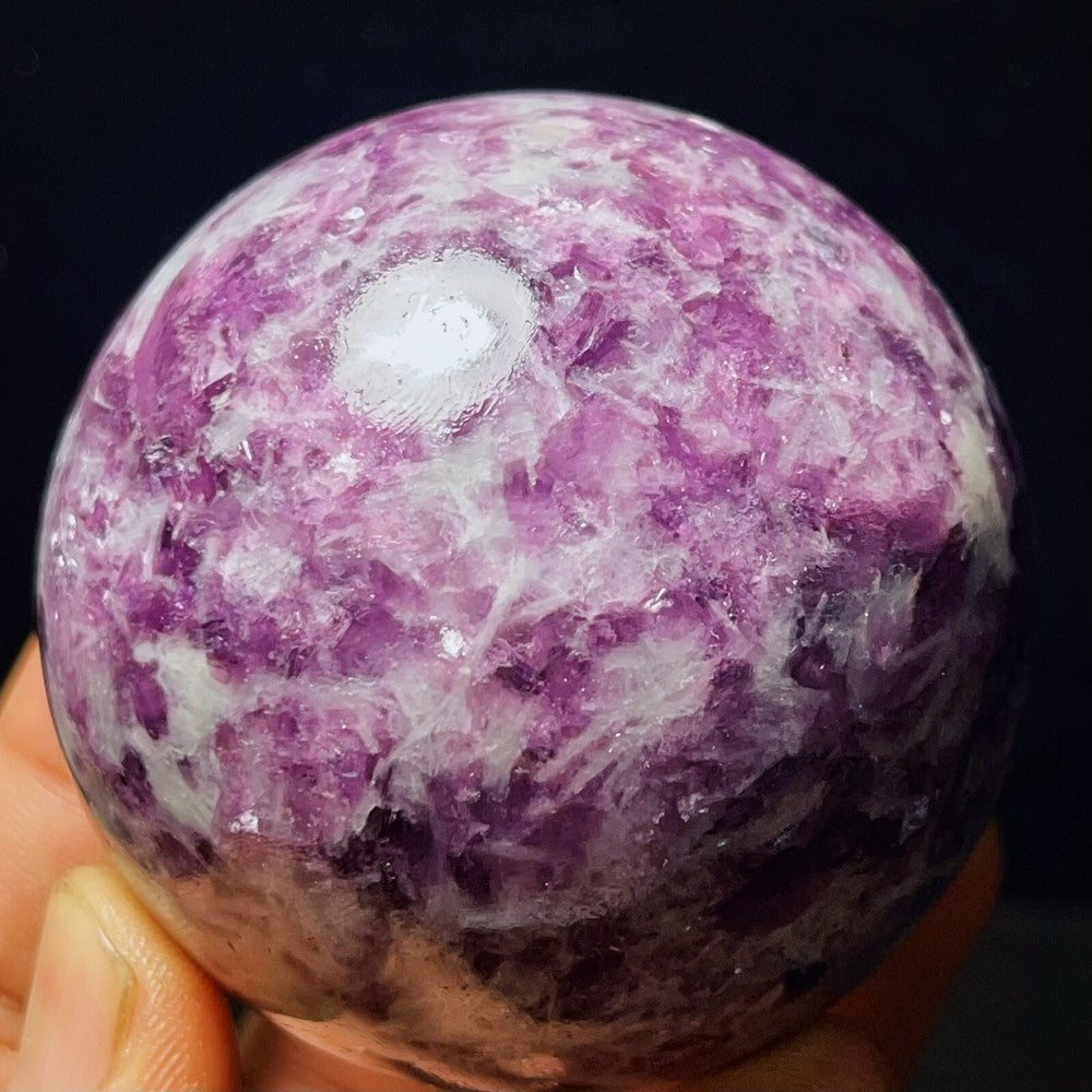 Natural Plum Blossom Tourmaline Unicorn Gem Crystal Ball Healing
