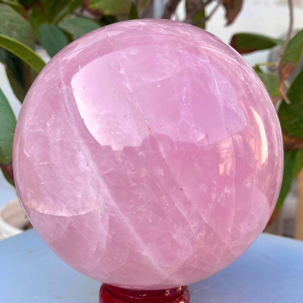 Boule de cristal de quartz rose naturel de grande taille de 3,47 lb, guérison Reiki 