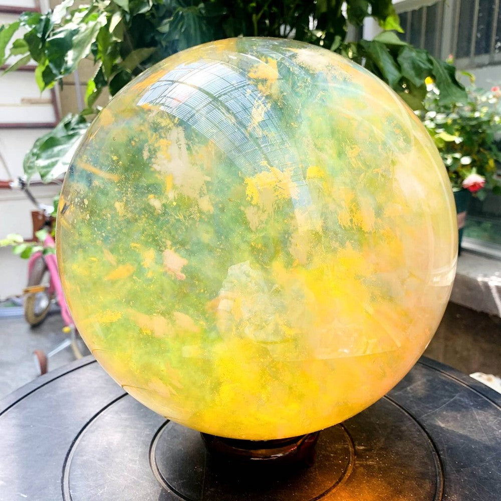 25.96LB Yellow melting stone quartz crystal sphere crystal ball  reiki