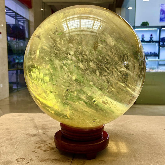 34.83LB Yellow melting stone quartz crystal sphere crystal ball magic reiki