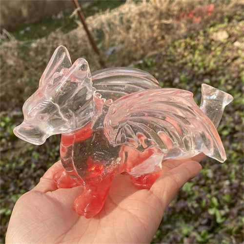 530g Carved Smelting stone dragon Figurines Reiki Quartz Crystal Skull Decor
