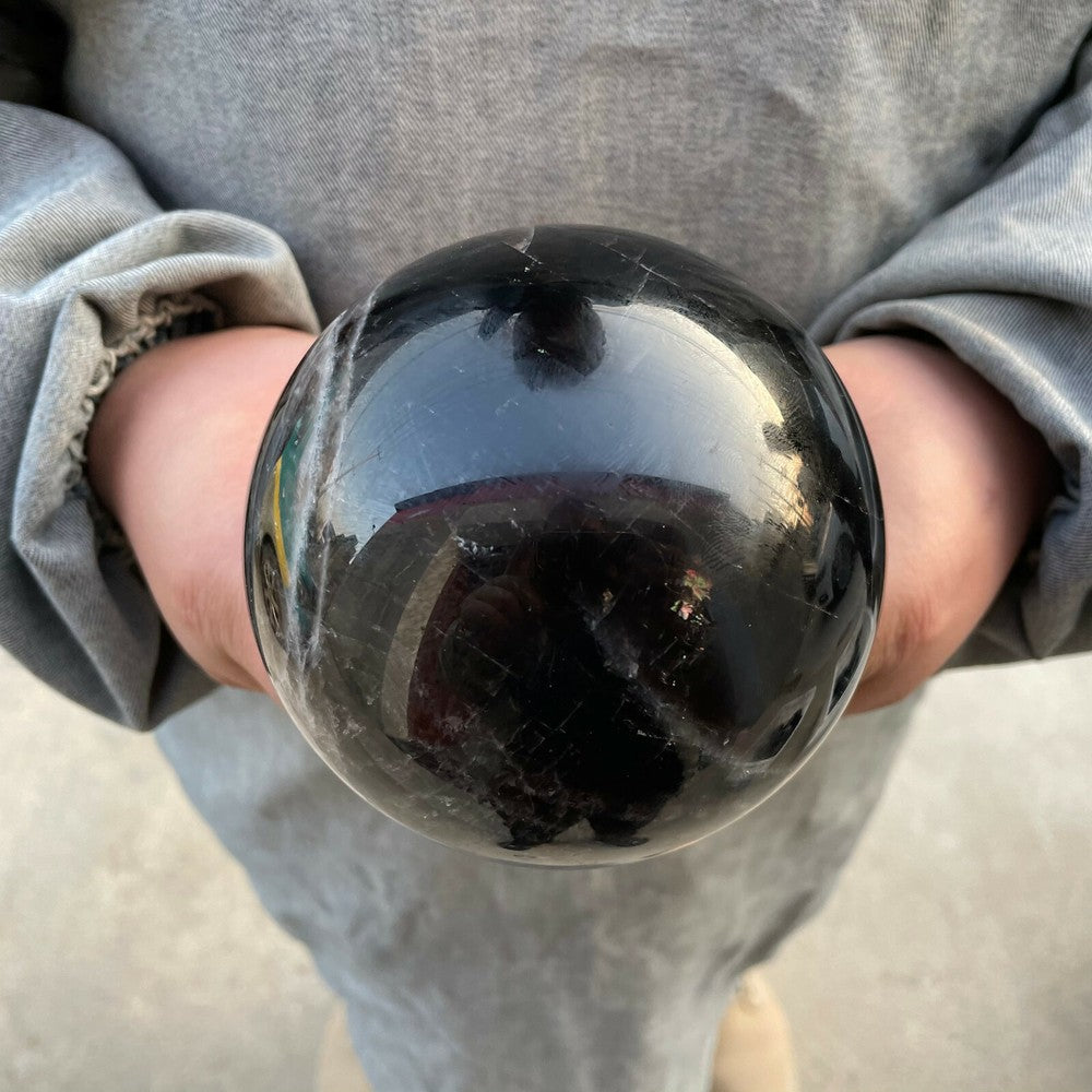 3.5LB+ Natural smoky black quartz Sphere crystal ball Mineral specimen 1pc