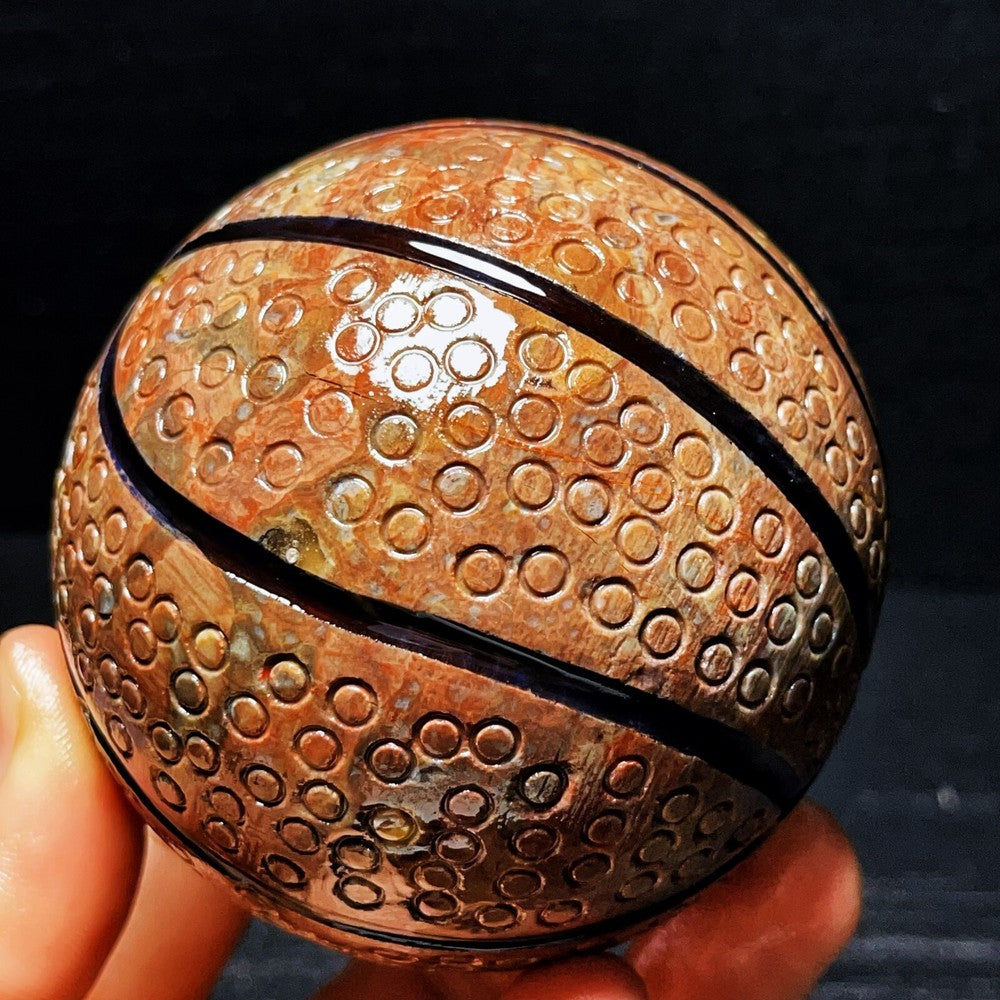 715G Natural Polished Basketball Agate Sphere Crystal Ball Healing
