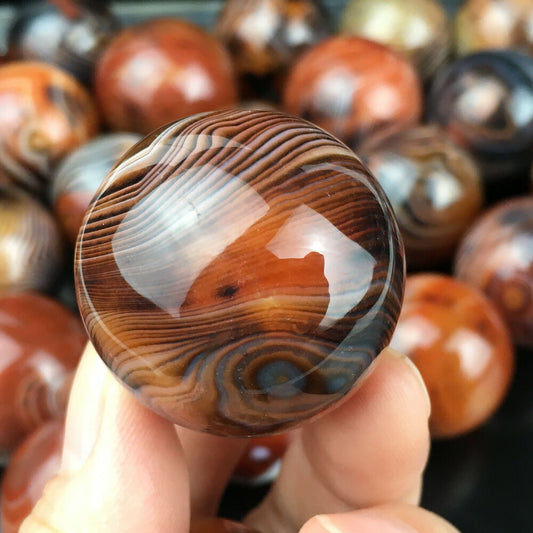 Natural Polished Banded Agate Crystal Sphere Ball Healing 40g+ 2PCS