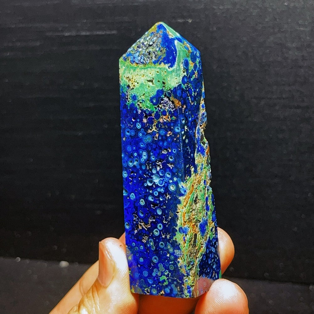 133G Natural Polished Phoenix Blue Gold Sharp Tower Crystal Healing
