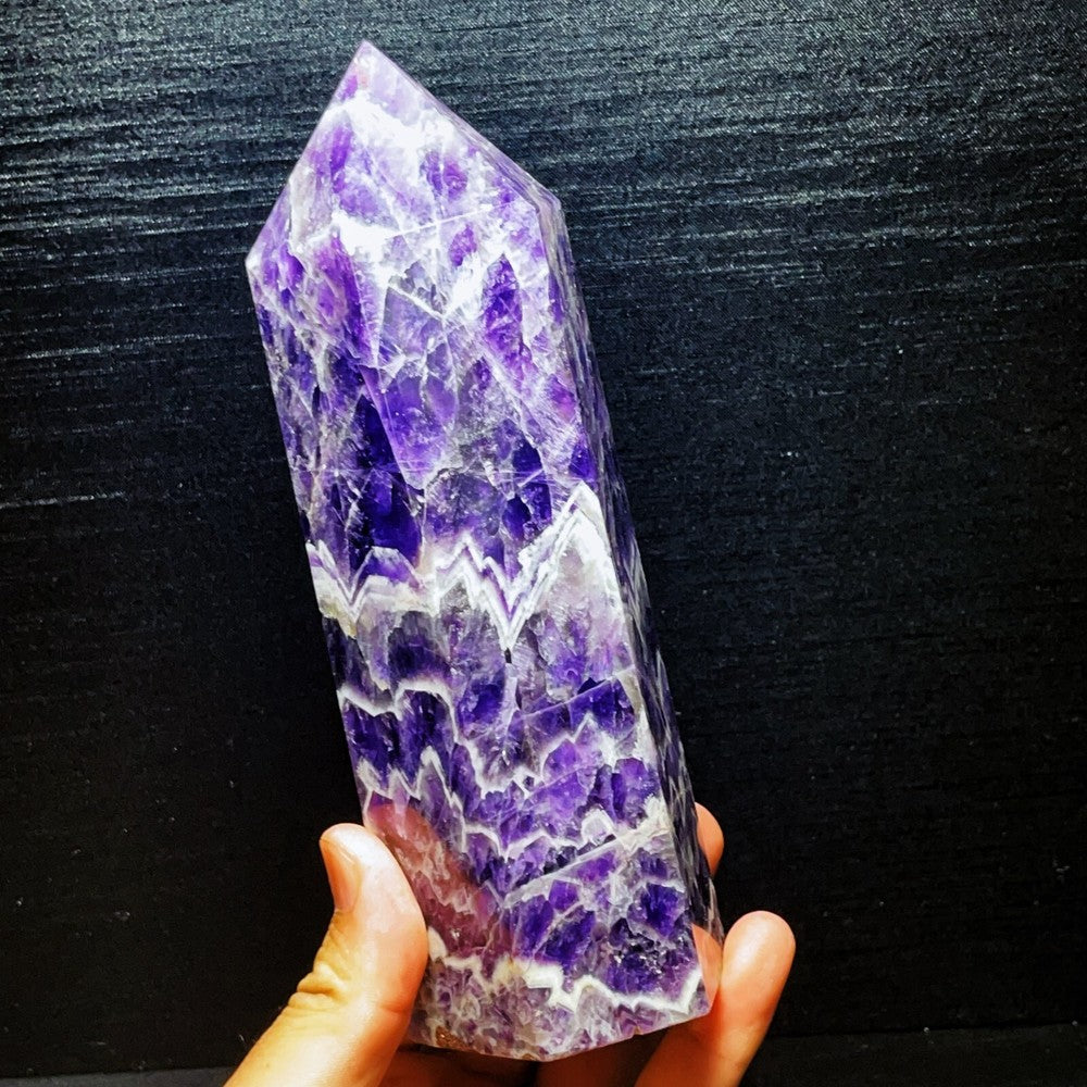 1173G Natural Polished Dream Amethyst Three Tower Crystal Tower Healing