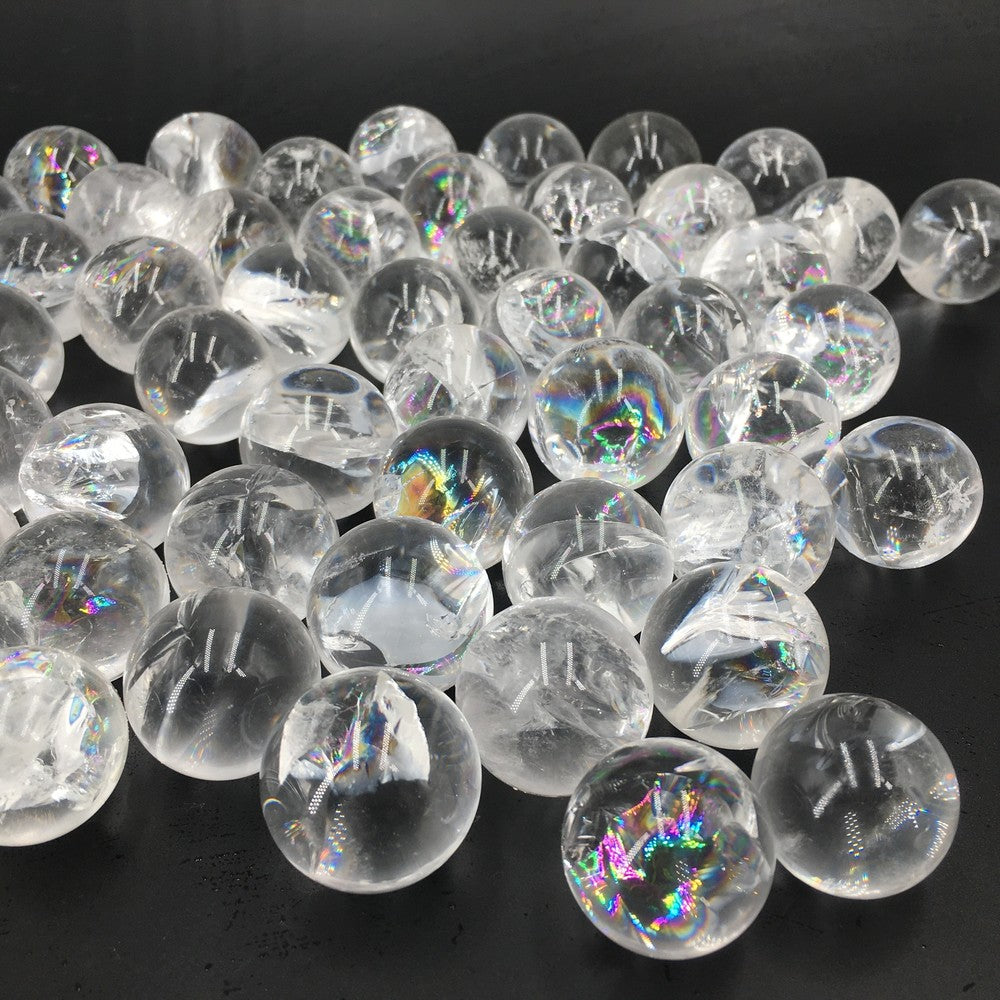 Natural Clear Quartz sphere Rainbow Crystal Ball reiki Healing care 40g+