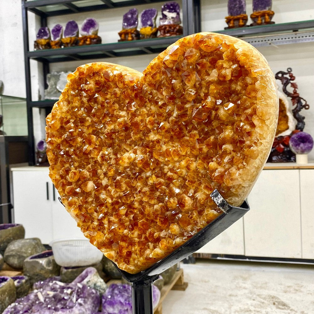 17.93LB Natural yellow crystal hand carved love crystal spiritual healing