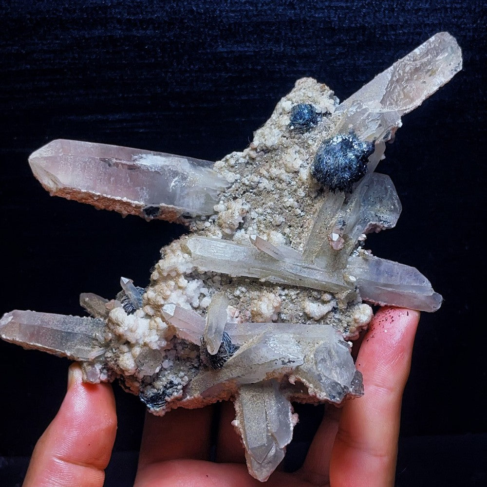 454G Phantom Quartz black tourmaline mineral symbiotic body