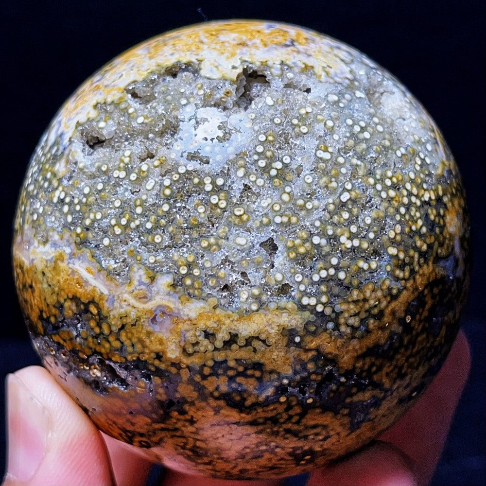377G Natural Polished Orbicular Ocean Jasper Sphere Crystal Healing