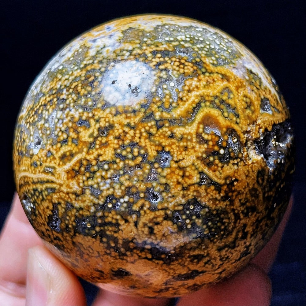 377G Natural Polished Orbicular Ocean Jasper Sphere Crystal Healing