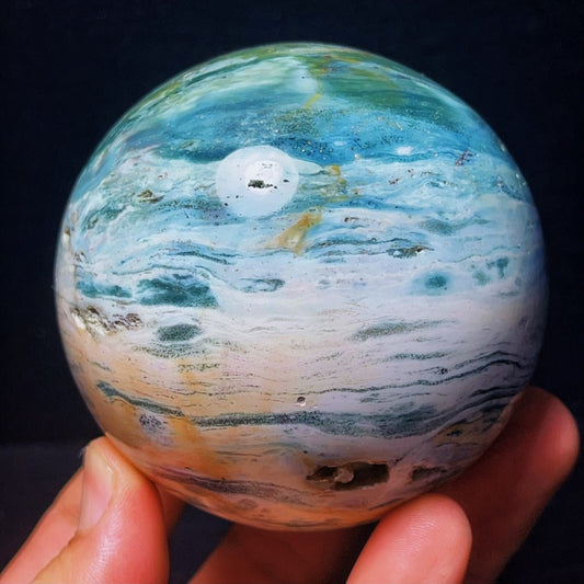 648G Natural Polished Ocean Jasper Sphere Ball Crystal Stone Healing