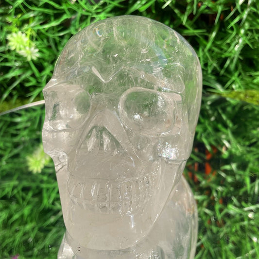 3.36LB natural Clear crystal skull quartz crystal carved reiki healing gem