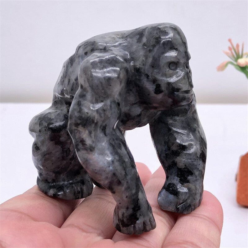 Natural 2.4" Quartz Crystal Hand Carved Gorilla Reiki Crystal Decor gift 1PC