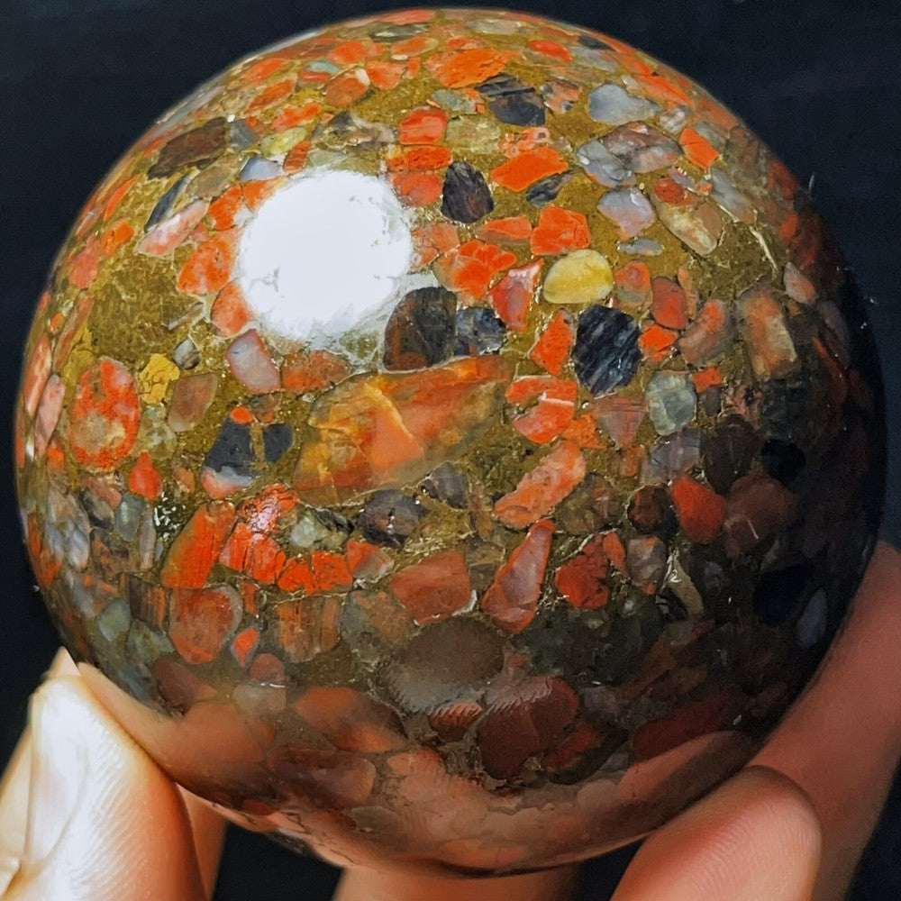 508G Natural Plum blossom Agate Sphere Ball Crystal Stone Madagascar