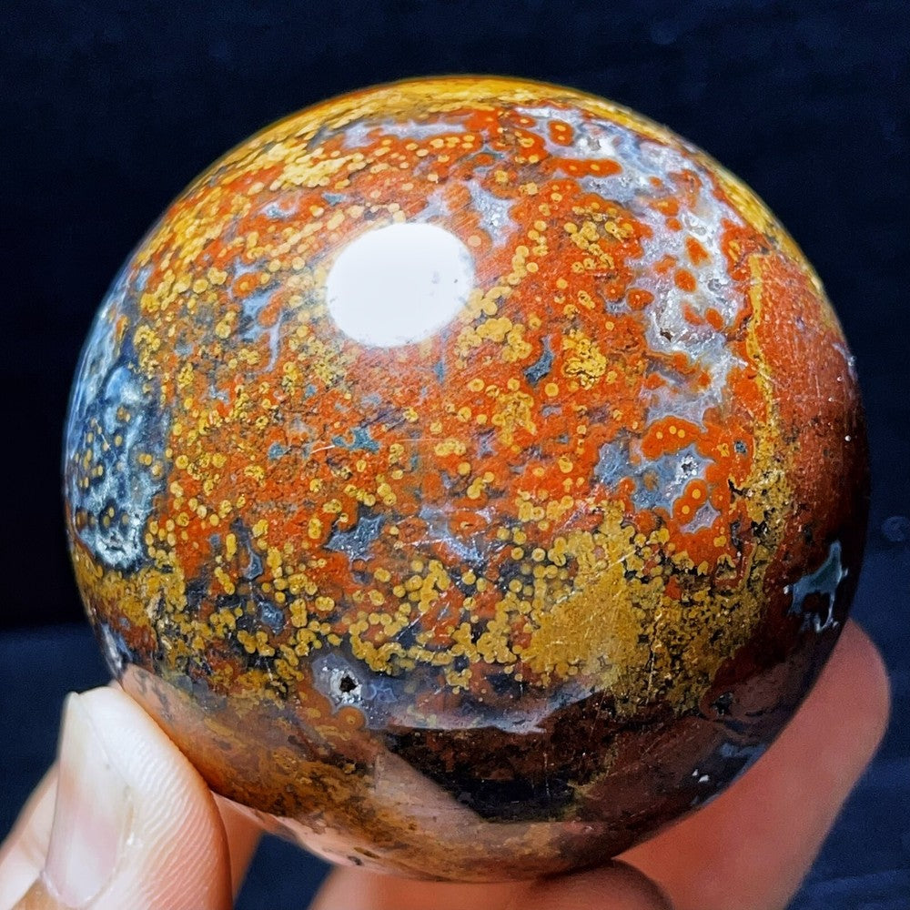 373G Natural Polished Orbicular Ocean Jasper Sphere Crystal Healing