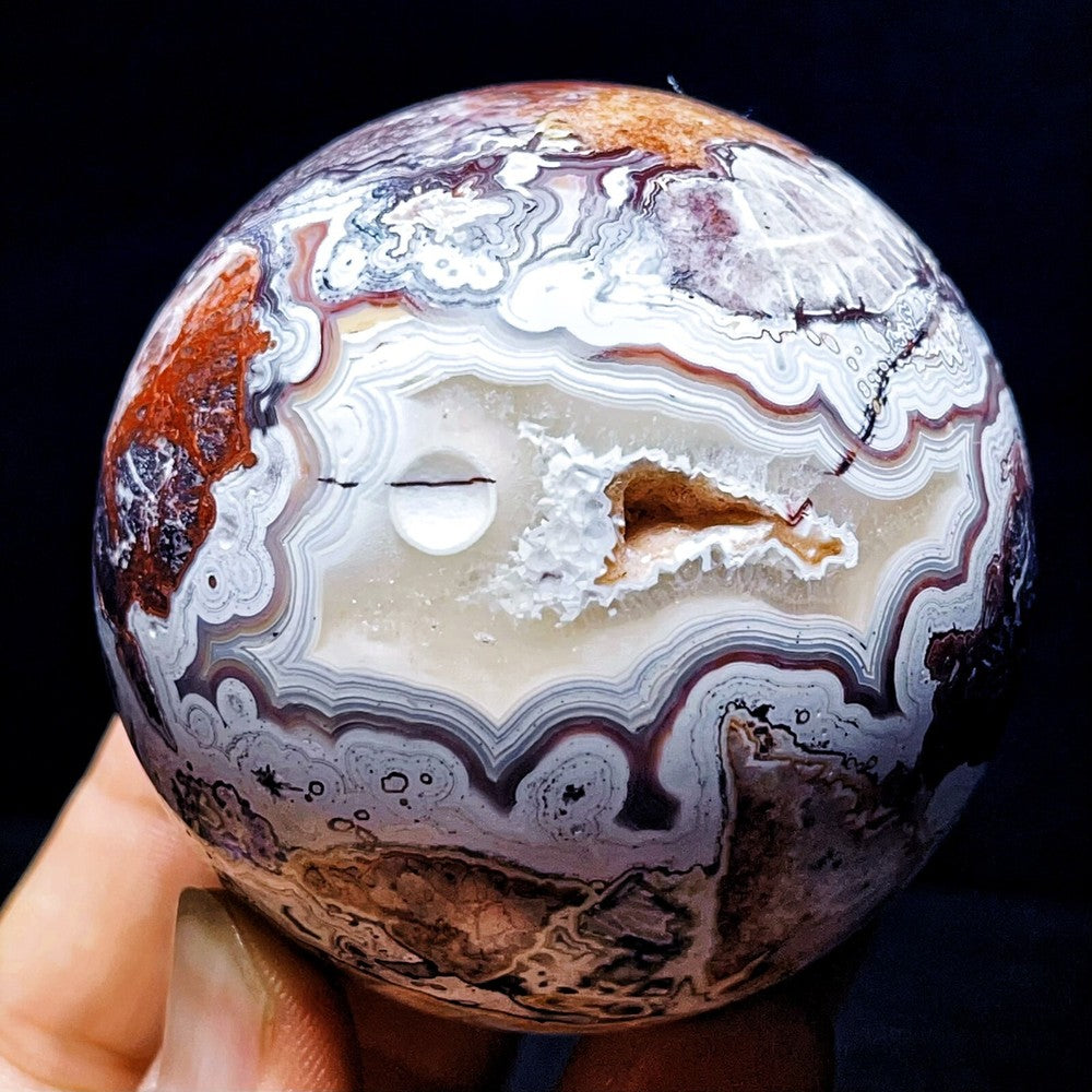 TOP 407G Natural Polished Mexican agate Sphere Ball Crystal Stone Healing