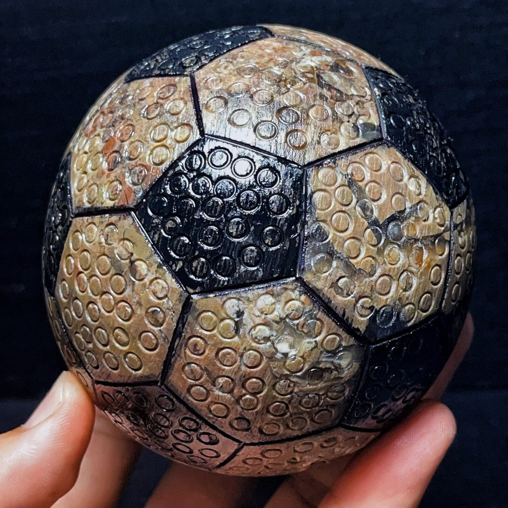 1087G Natural Polished Football Agate Sphere Crystal Ball Healing