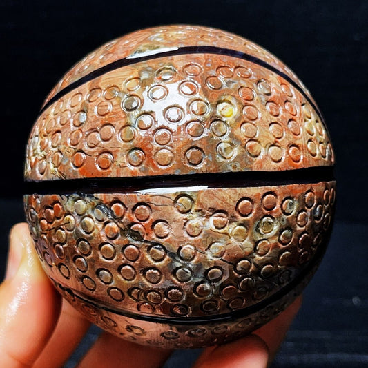 715G Natural Polished Basketball Agate Sphere Crystal Ball Healing