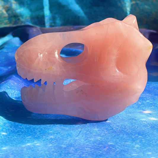 550G Natural Polished Hand carved Powder crystal Dinosaur Skull