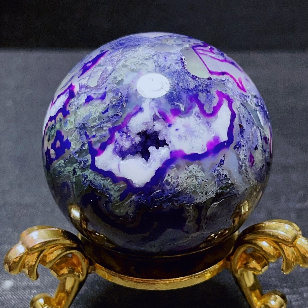 Beautiful Colorful Purple Agate Crystal Quartz Ball Healing