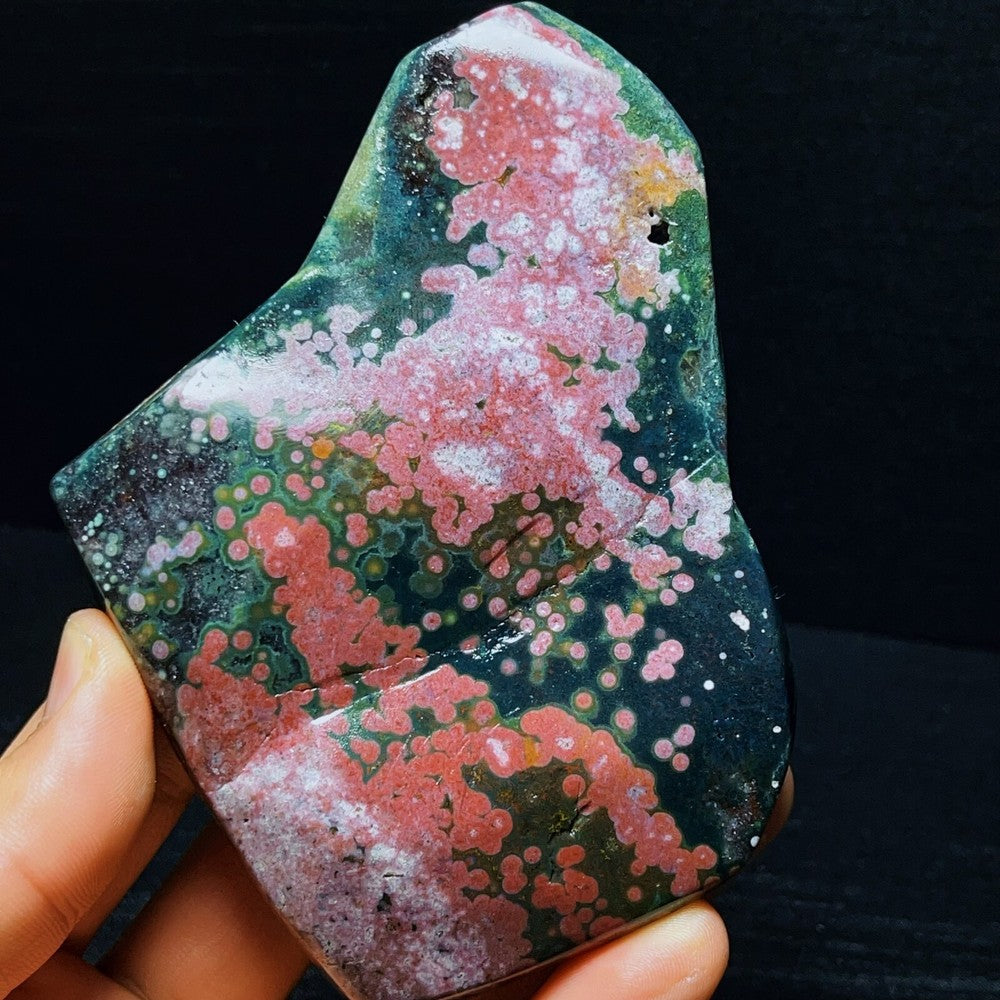 Natural Orbicular Ocean Jasper Crystal Stone Healing