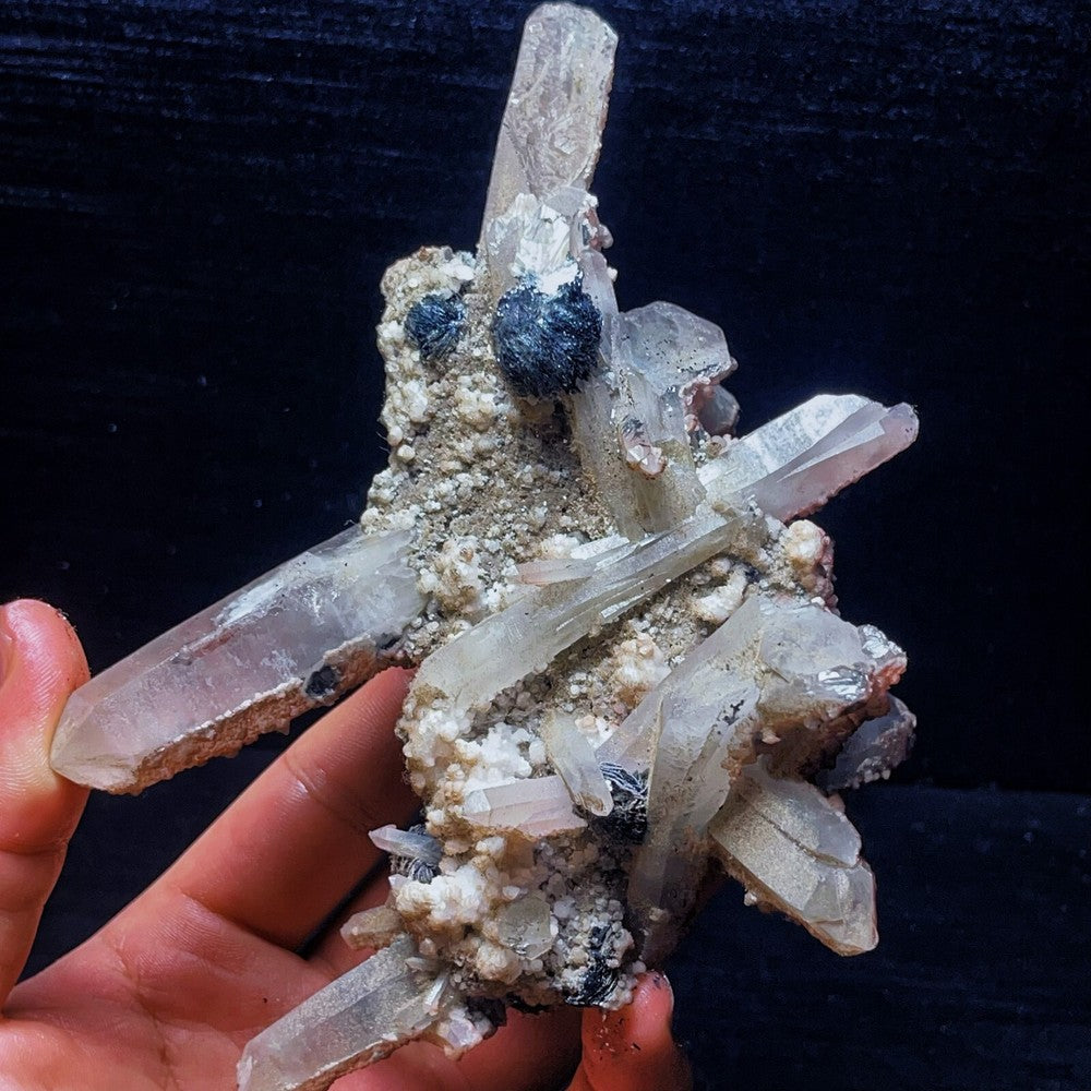 454G Phantom Quartz black tourmaline mineral symbiotic body
