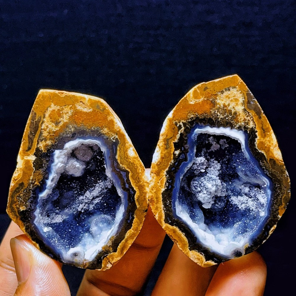 A pair Rare Natural Inner Mongolia Gobi Eye Agate Geode Collection