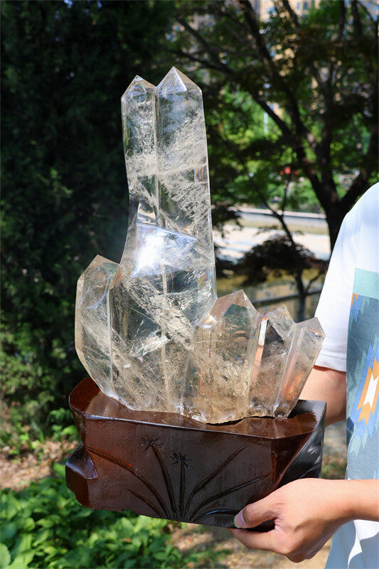19.49LB Natural Clear Quartz Crystal Obelisk Reiki Crystal Furniture Wand Point