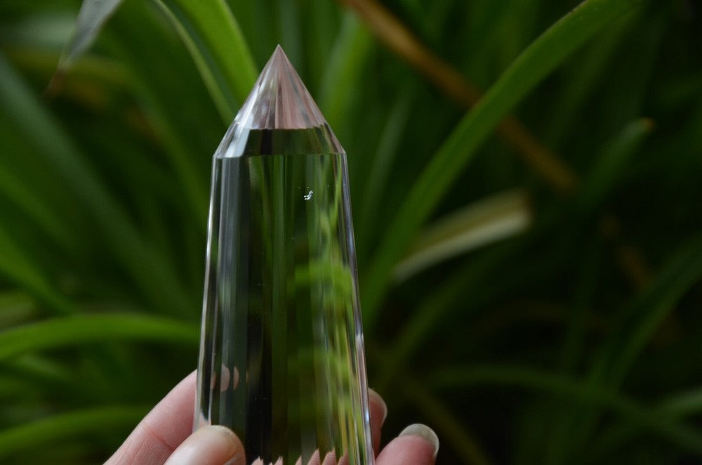 Tibetan High Altitude Clear 32 Sided Crystal Quartz Vogel Style Wand 4.25''