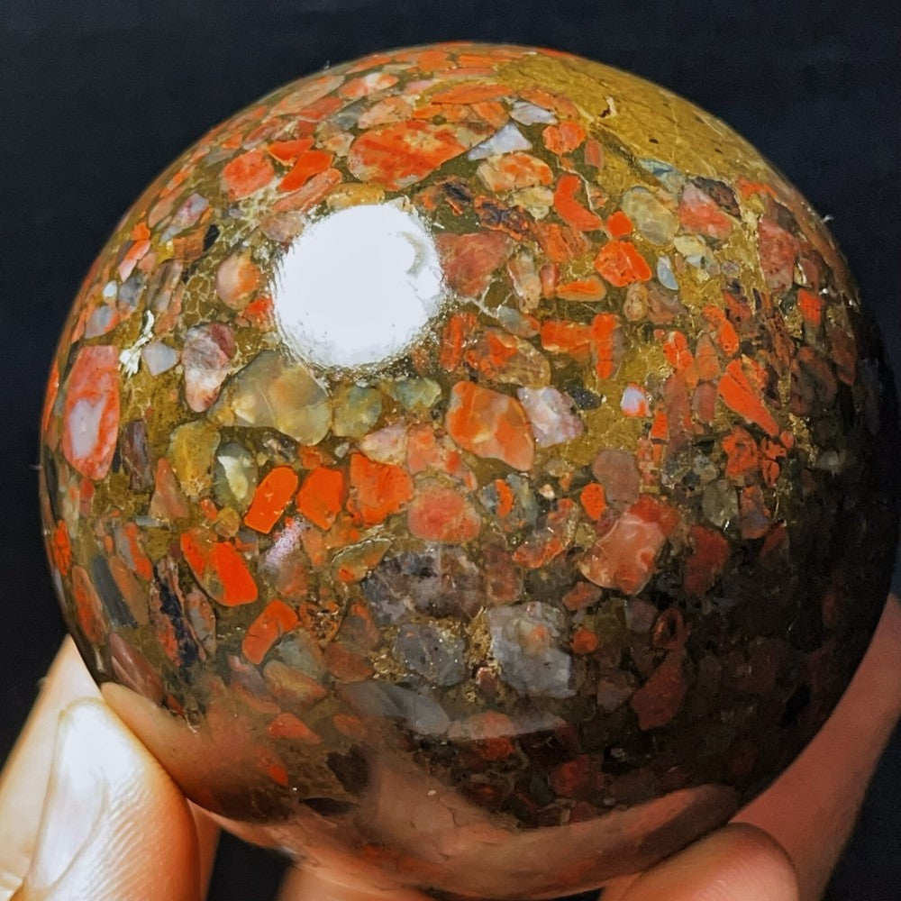 508G Natural Plum blossom Agate Sphere Ball Crystal Stone Madagascar