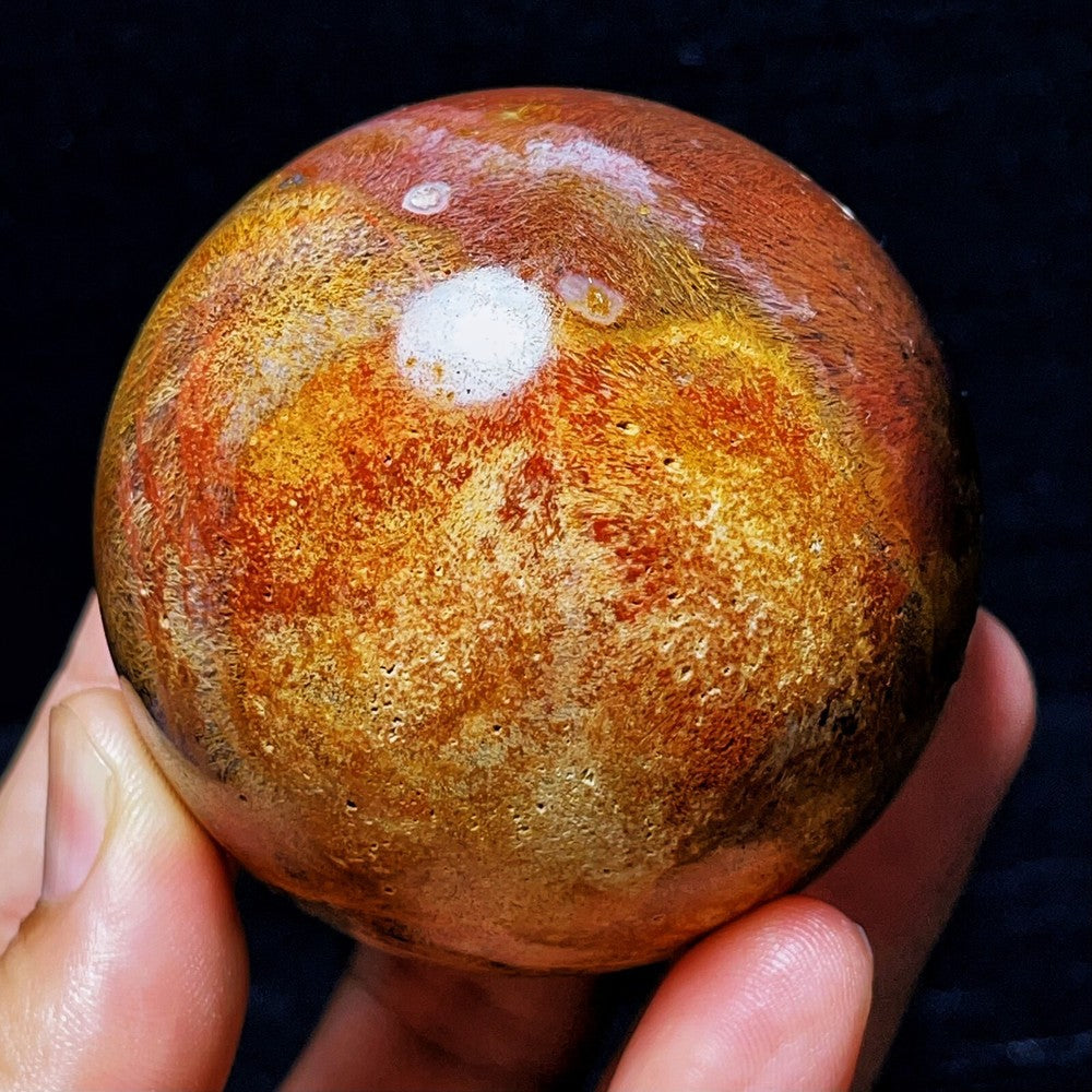 348G Natural Beautiful Golden Hair Rutilated Agate Crystal Sphere Healing