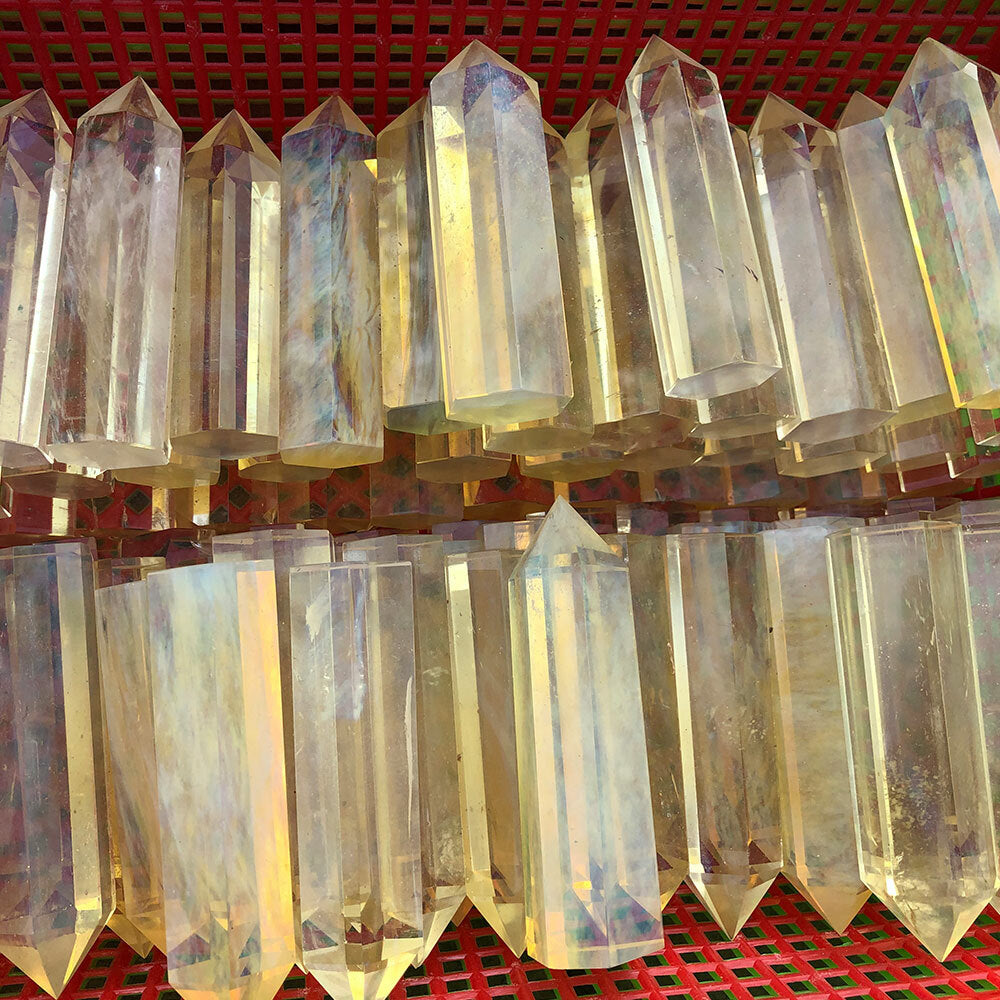 1pc Melting Stone Quartz Crystal Citrine Point Wand Healing Reiki Stone