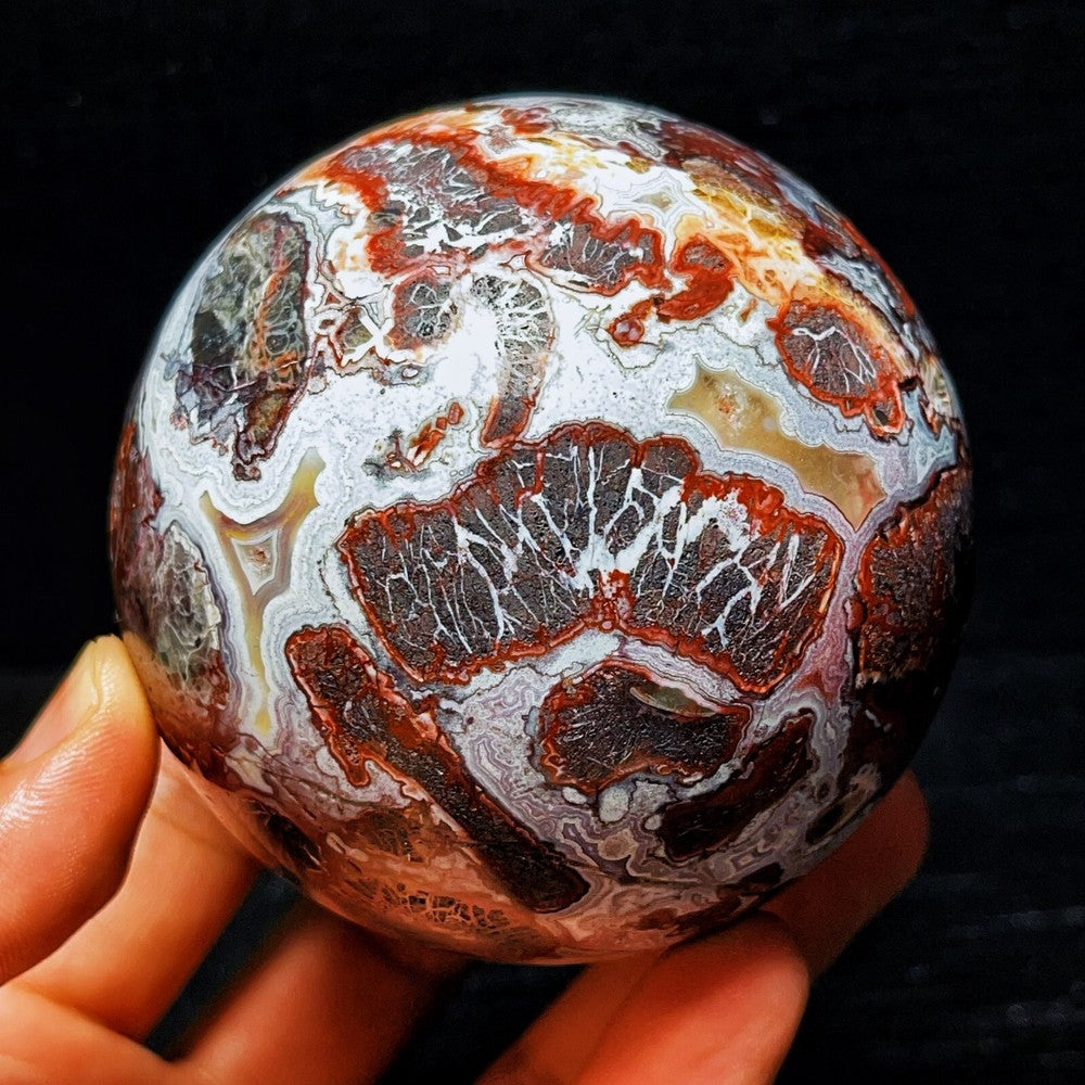 811G Natural Polished Mexico Crazy Agate Sphere Ball Crystal Healing