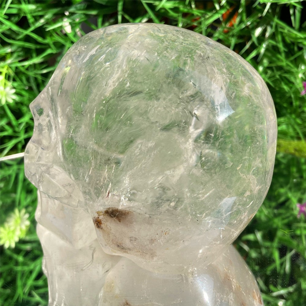 3.36LB natural Clear crystal skull quartz crystal carved reiki healing gem