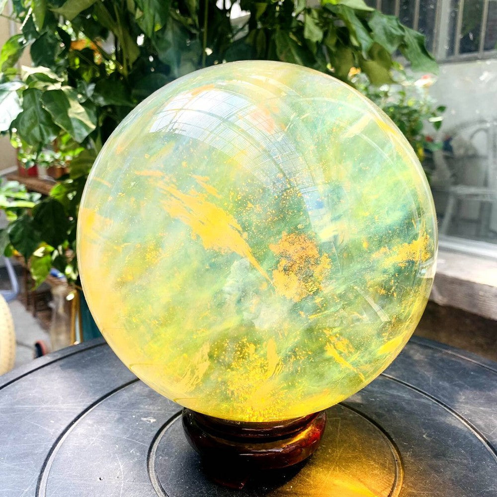 11.87LB Yellow melting stone quartz crystal sphere crystal ball magic reiki heal
