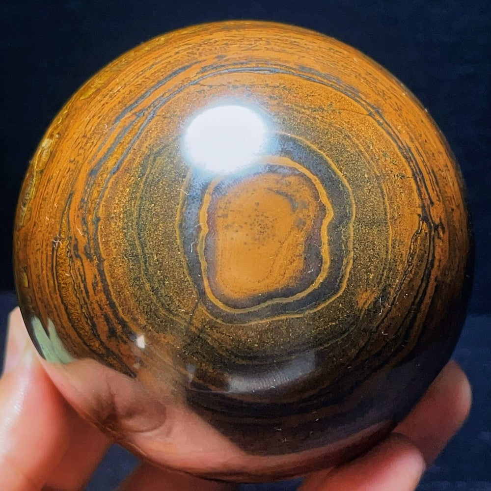 1070G Natural Polished Yellow Tiger Sphere Agate Crystal Ball Healing