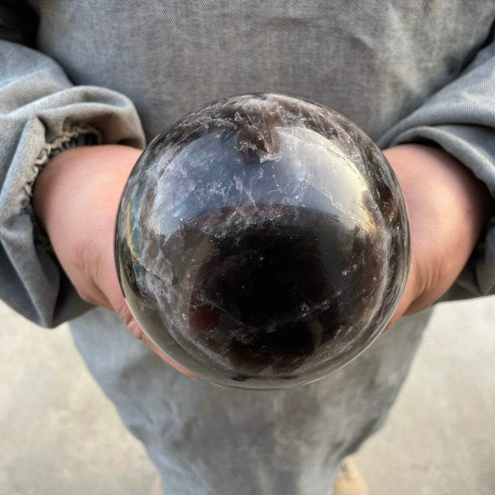 3.5LB+ Natural smoky black quartz Sphere crystal ball Mineral specimen 1pc