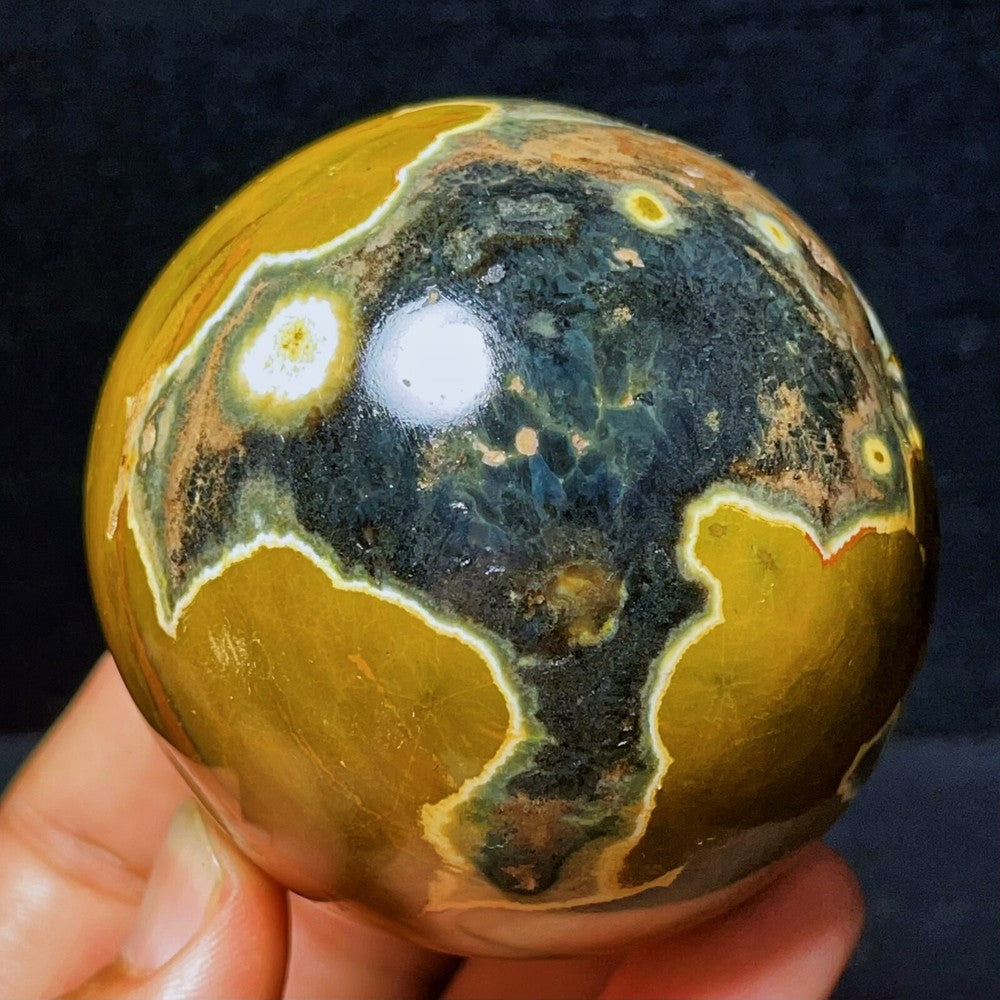 487G Natural Polished Ocean Jasper Sphere Ball Crystal Stone Healing