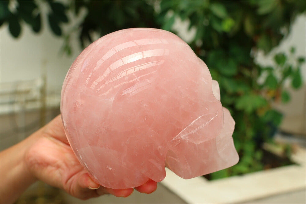 5.23LB Natural Rose quartz Skull Reiki Crystal Skull creativity Carved Gift