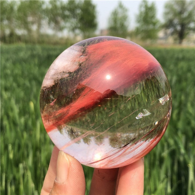 Natural Red melting stone crystal Ball Quartz Crystal Sphere Reiki