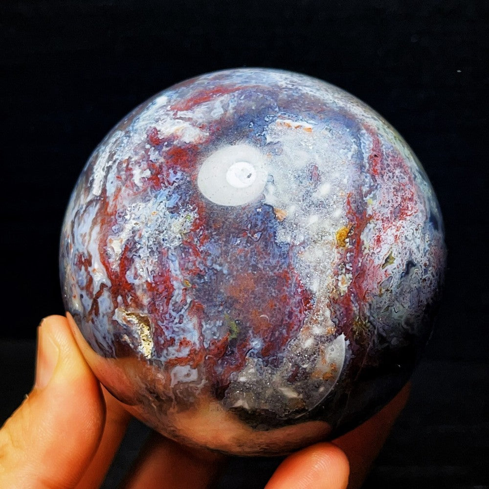 783G Natural Polished Moss Agate Sphere Agate Crystal Ball Healing