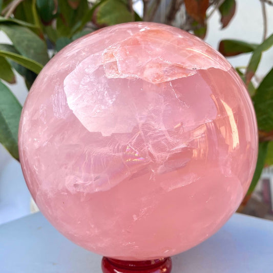 5.22LB Large Natural Pink Rose Quartz Sphere Crystal Ball Reiki Healing+BASE.