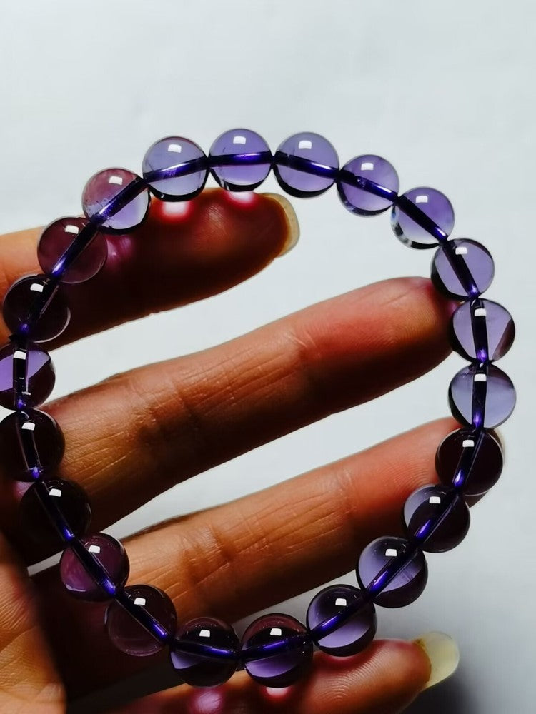 Real Tibetan High Altitude Clear Purple Amethyst Crystal Bracelet Bead 8 mm