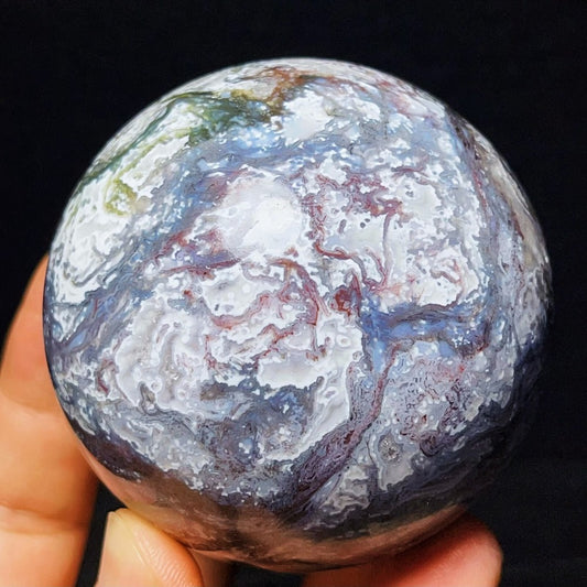 429G Natural Polished Moss Agate Sphere Agate Crystal Ball Healing