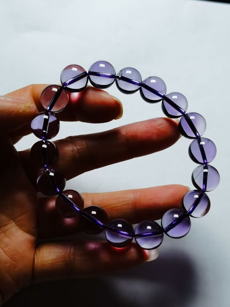 Real Tibetan High Altitude Clear Purple Amethyst Crystal Bracelet Bead 11 mm