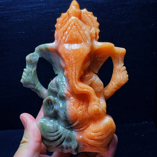 784G Natural Handcarved Elephant Buddha Crystal Healing