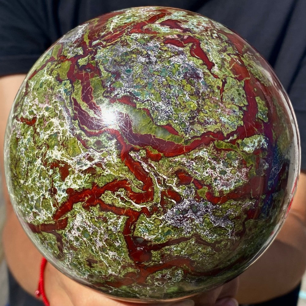8.79LB Natural dragon blood stone quartz sphere crystal ball reiki healing