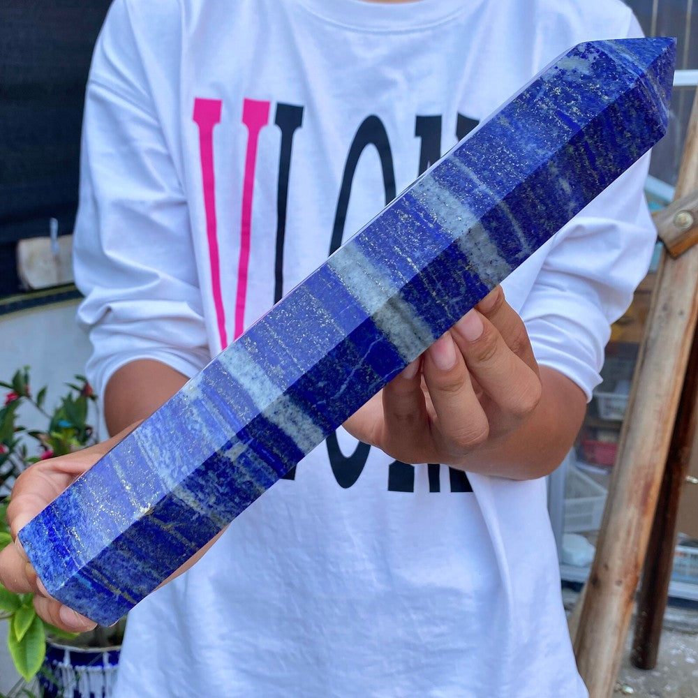 3.13LB Natural lapis lazuli crystal obelisk, quartz crystal energy column